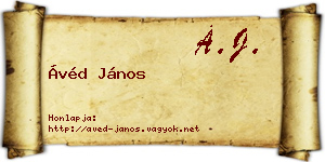 Ávéd János névjegykártya